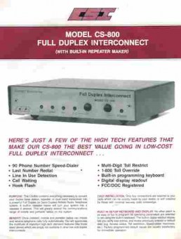 Буклет CSI Model CS-800 Full duplex interconnect, 55-1656, Баград.рф